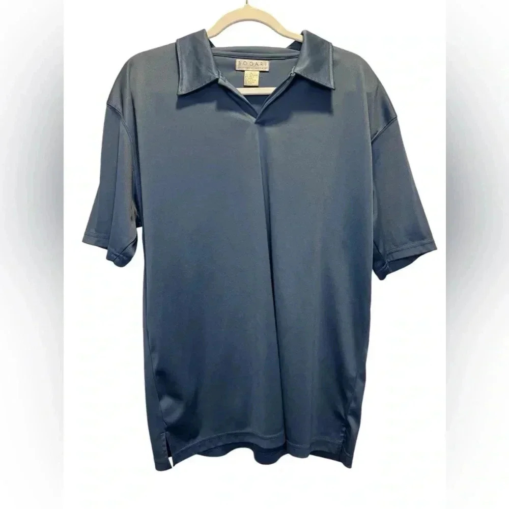 Bogari made in Italy men’s collared polo shirt blue size large